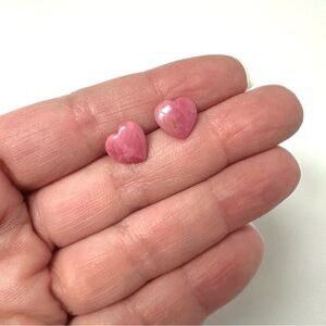 Vintage 90's Pink Gemstone Heart Stud Earrings Valentine's Day - 10mm diameter